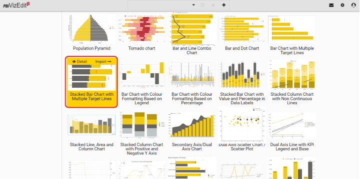 Create Stacked Bar Chart With Multiple Target Lines Visual For Power Bi Pbi Vizedit 