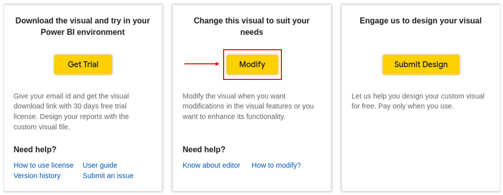 Choose the custom visual you want to modify from our gallery